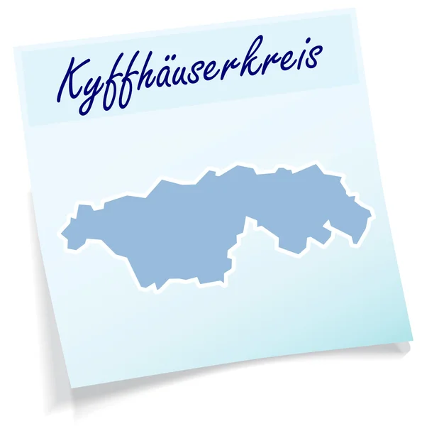 Karte des Kyffhäuserkreises als Haftnotiz — Stockvektor