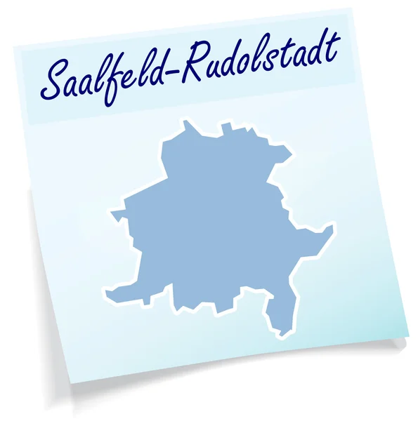 Harta Saalfeld-Rudolstadt ca notă lipicioasă — Vector de stoc