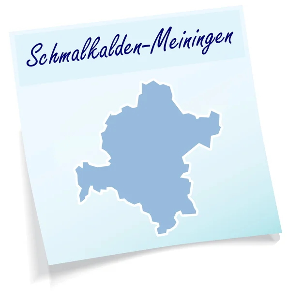 Harta Schmalkalden-Meiningen ca notă lipicioasă — Vector de stoc