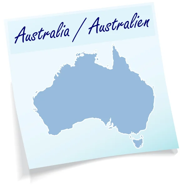 付箋としてオーストラリアの地図 — ストックベクタ