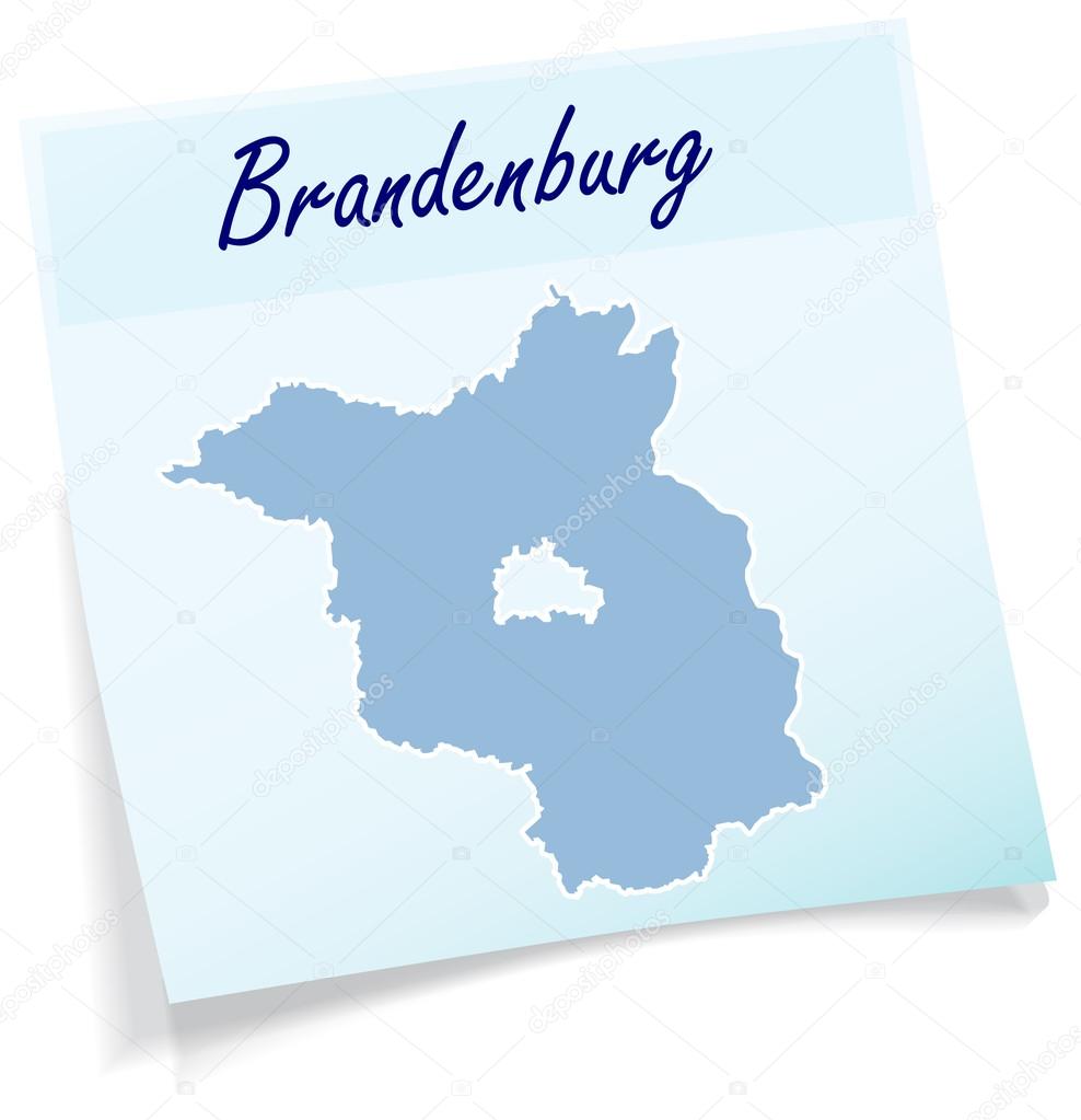 Map of Brandenburg as sticky note