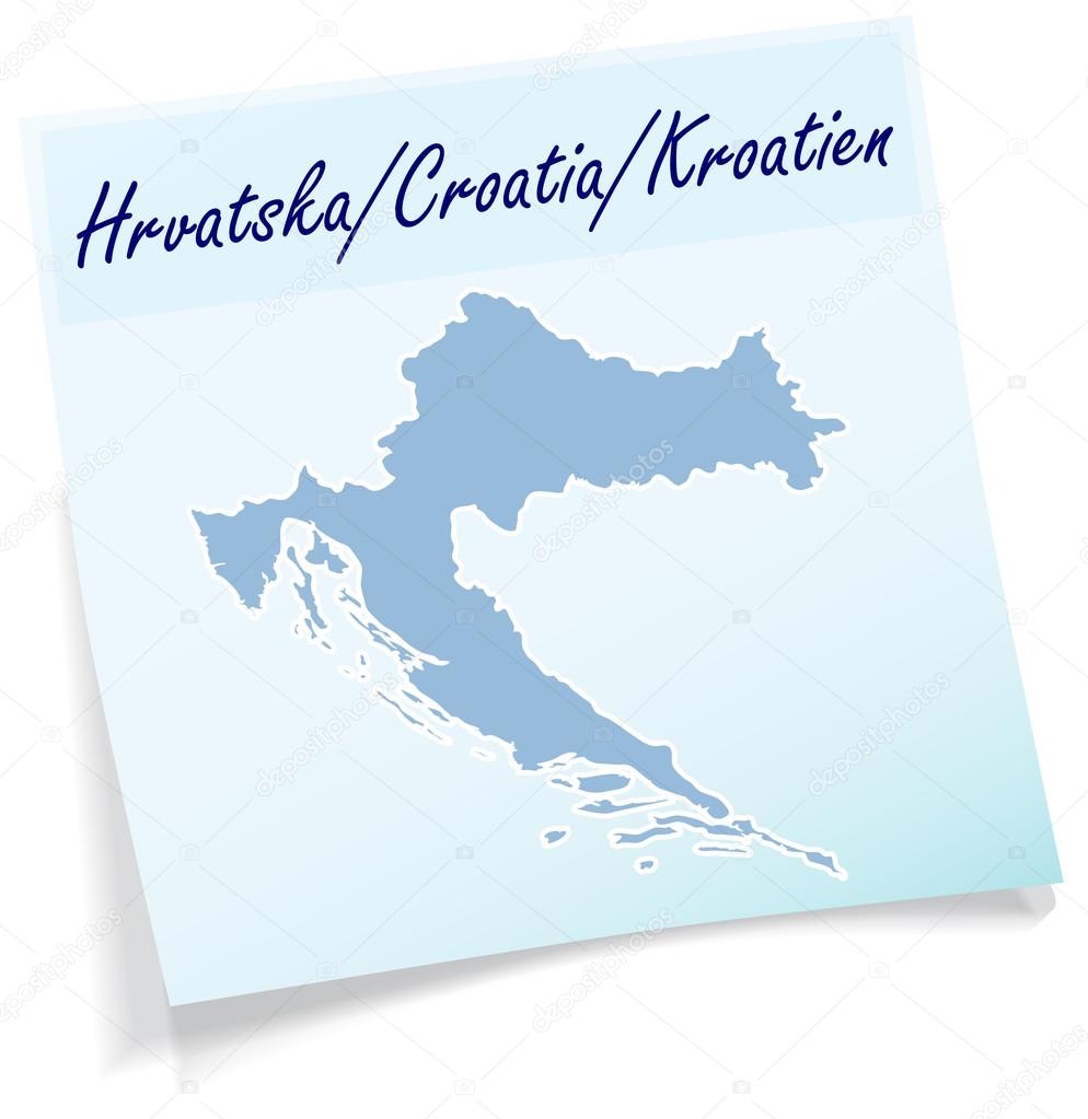 Map of Croatia as sticky note