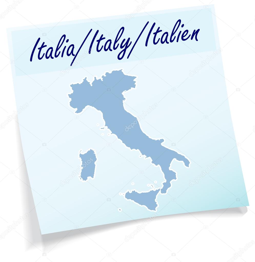 Map of Italy as sticky note