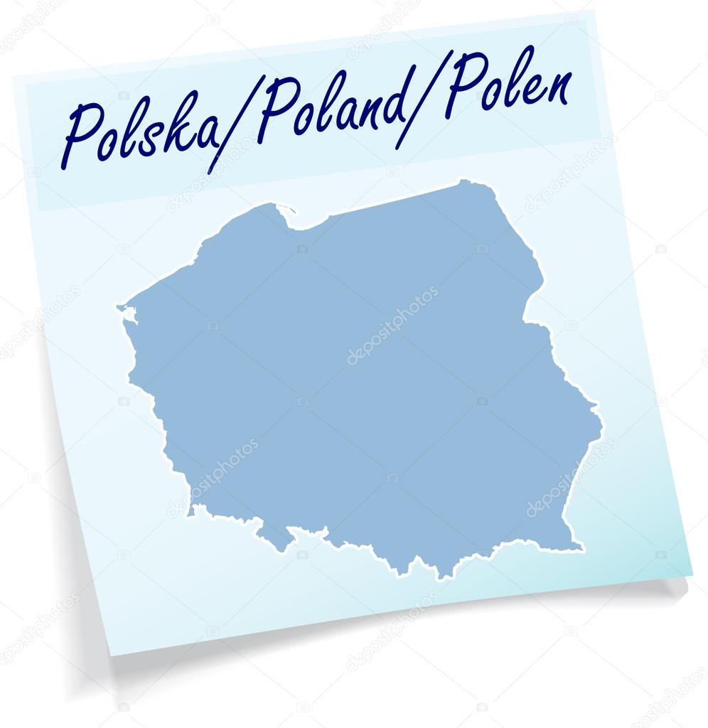 Map of Poland as sticky note