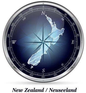 Map of new zealand with borders clipart