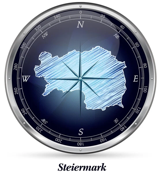 Mapa de styria con fronteras — Archivo Imágenes Vectoriales