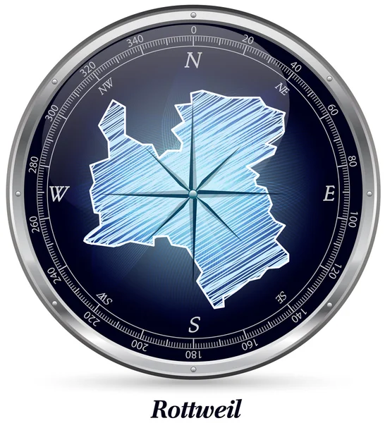 Mapa de Rottweil com fronteiras — Vetor de Stock