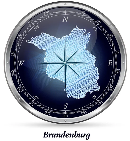 Mapa de Brandeburgo con fronteras — Vector de stock