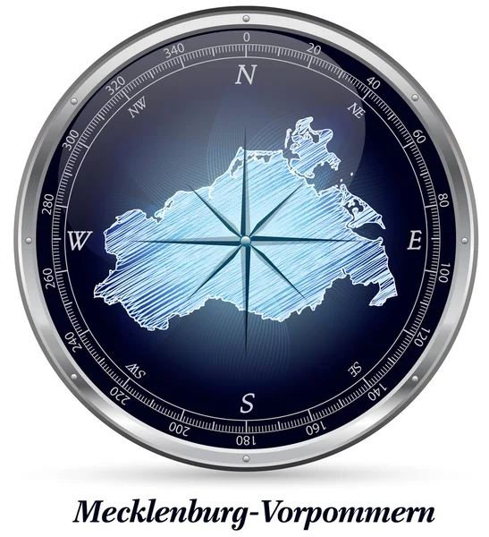 Χάρτης του Μεκλεμβούργου-Δυτικής Πομερανίας με σύνορα — Διανυσματικό Αρχείο