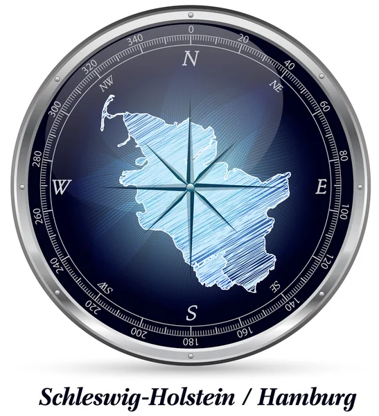 Mapa de Schleswig-Holstein con fronteras — Vector de stock