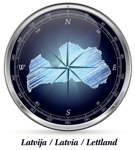 Mapa Lotyšska s ohraničením — Stockový vektor