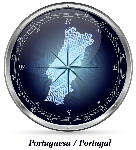 Kaart van portugal met randen — Stockvector