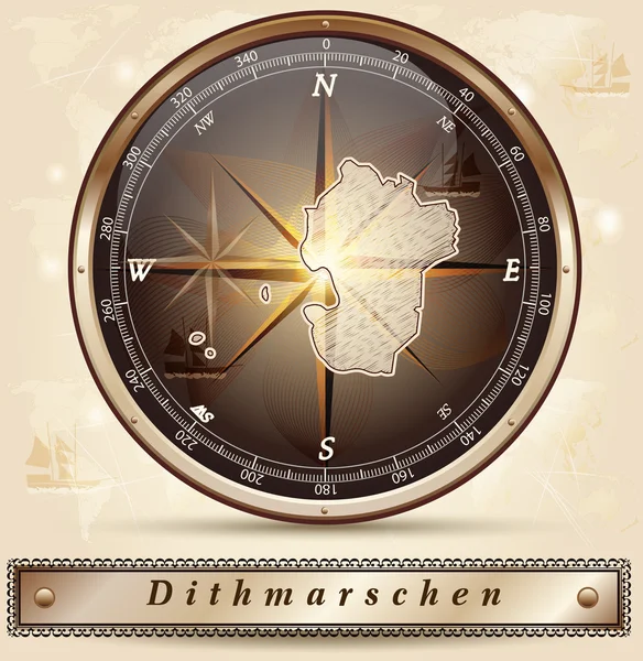 El mapa de Dithmarschen — Vector de stock