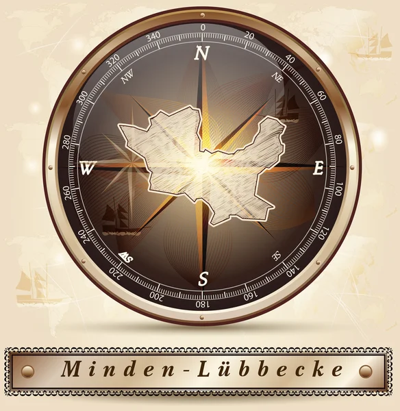 El mapa de Minden-Luebbecke — Vector de stock