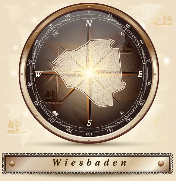 El mapa de Wiesbaden — Vector de stock