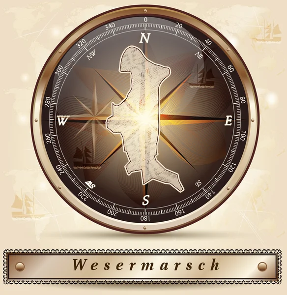 El mapa de Wesermarsch — Vector de stock