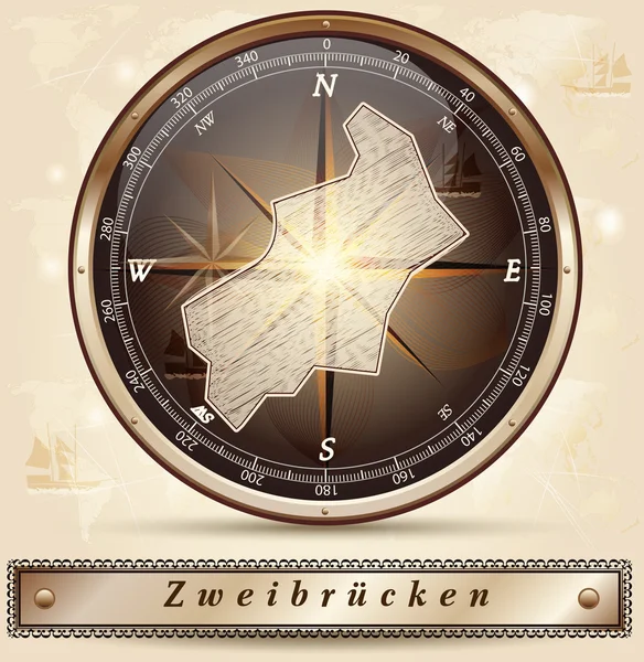 El mapa de Zweibruecken — Vector de stock