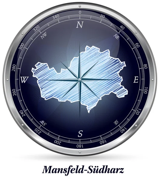 Karta över Mansfeld-Suedharz — Stock vektor