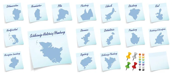 Collage of Schleswig-Holstein with counties — Stock Photo, Image