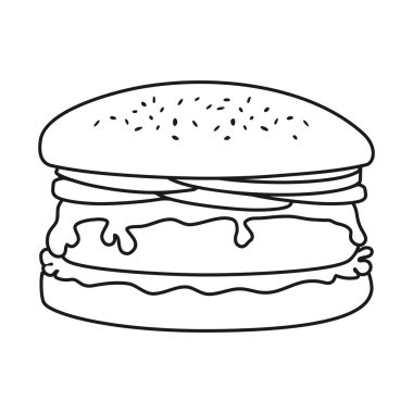 Hamburger, sığır eti ve peynirli, hamburger ekmeği vektörü.