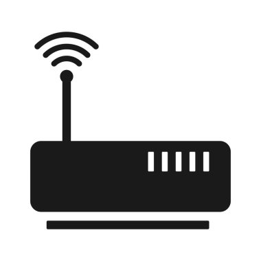 Silüet vektör simgesindeki internet ağı için kablosuz yönlendirici