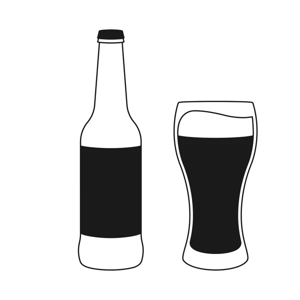 Copo Frio Cerveja Garrafa Cerveja Para Conceito Pub Vetor —  Vetores de Stock