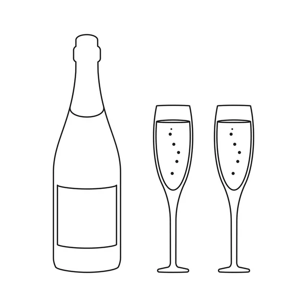 イベントのお祝いのコンセプトベクトル用シャンパンボトルとシャンパングラス — ストックベクタ