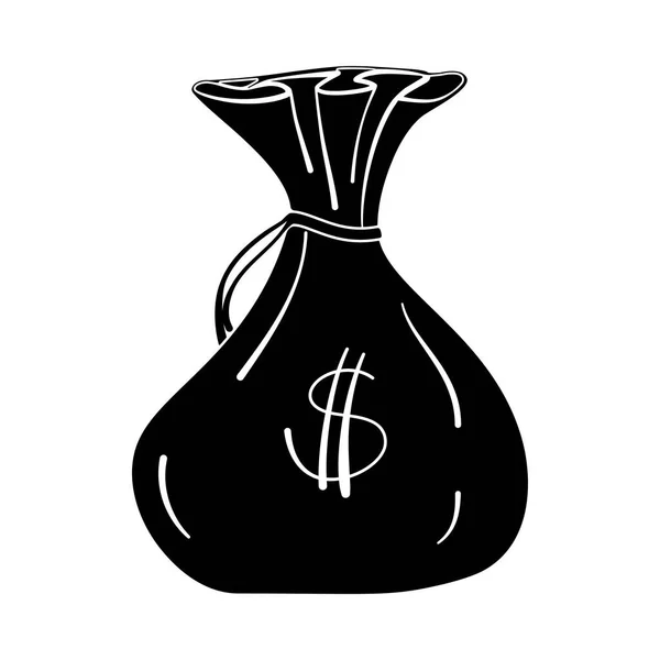 Money Bag Sack Dollar Sign Symbol Silhouette Vector Icon — Stock Vector