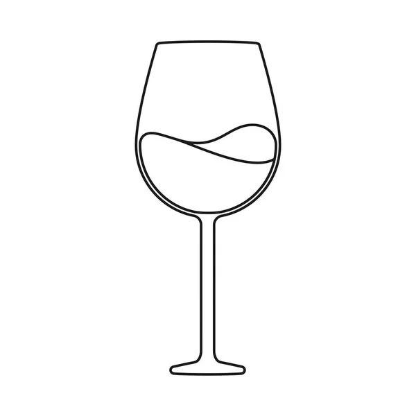アウトラインベクトルアイコンのレストランのディナーコンセプトのためのシンプルなワイングラス — ストックベクタ