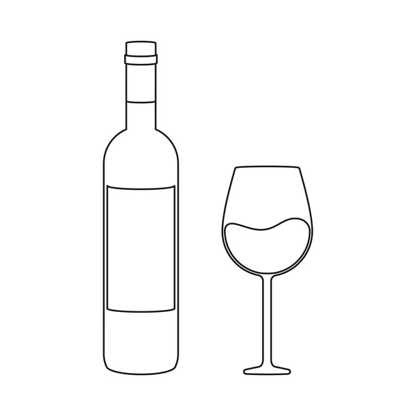 アウトラインベクトルでワインの試飲コンセプトのためのシンプルなワインボトルとワイングラス — ストックベクタ