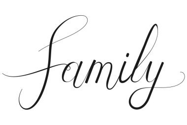 El yazısıyla yazılmış vektör siluetinde aile kelimesi