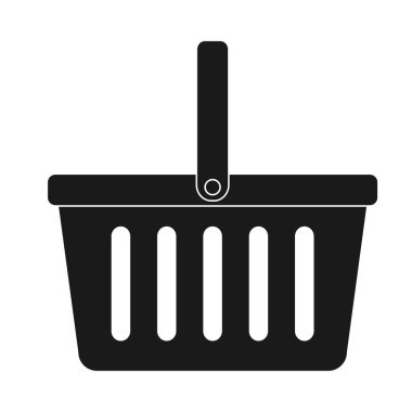 Silüet vektör simgesinde çevrimiçi alışveriş konsepti için alışveriş septi veya alışveriş arabası