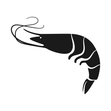 Silüet vektör simgesinde karides veya karides