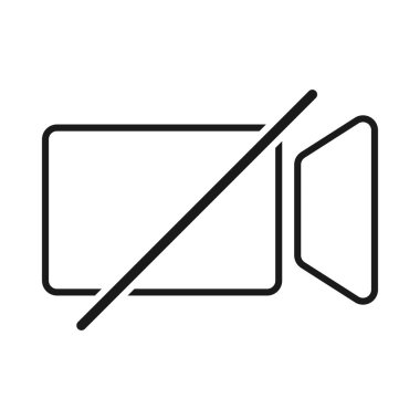Dış hat vektör simgesinde video konferans konsepti için video kamera kapalı simgesi