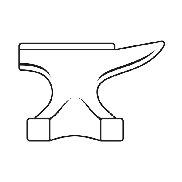 Blacksmith Iron Anvil Forging Metal Work Vector Line Drawing — Stock Vector