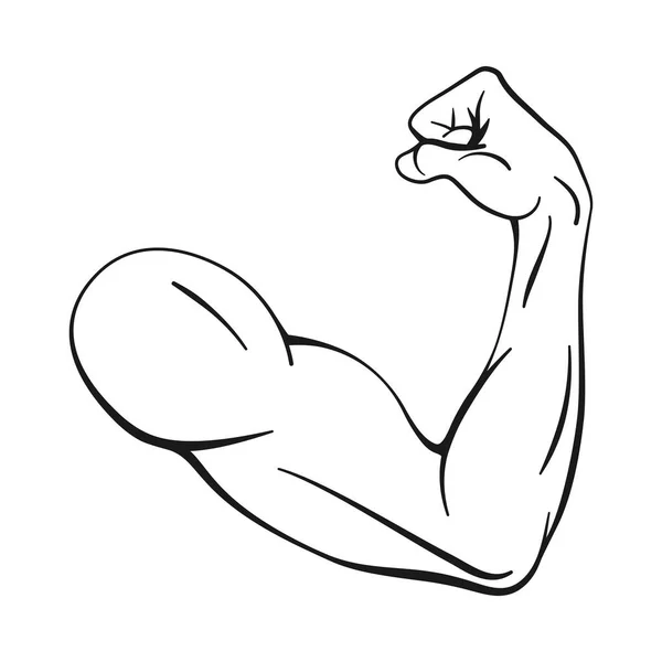 Strong Bicep Arm Muscle Strength Fitness Concept Vector Icon — Stock Vector