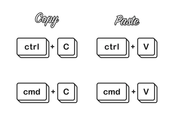 Ctrl Cmd Parancsikonok Másolás Billentyűzet Kulcsok Koncepció Vektor Ikon — Stock Vector