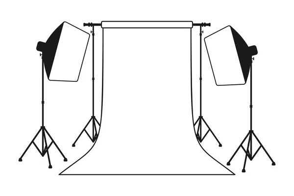 Estudio Fotografía Proffesional Con Fondo Vacío Luz Softbox Silueta Vector — Vector de stock