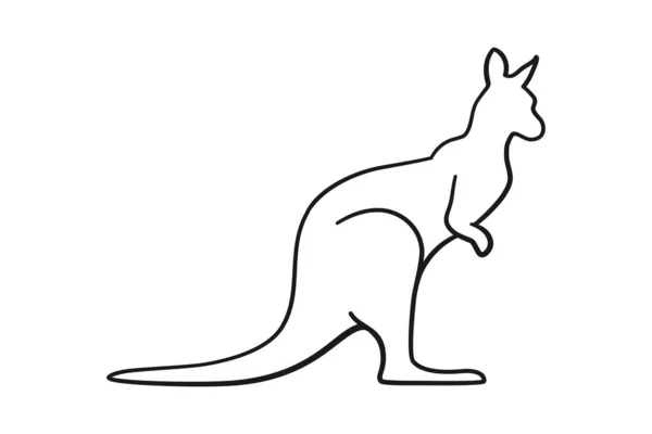 Australian Kangaroo Animal Outline Vector Icon — Stock Vector