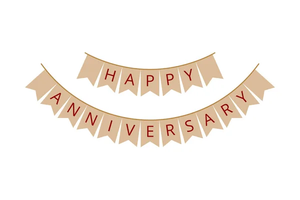 Happy Anniversary Celebration Banner Bunting Party Flags Vector — Stock Vector