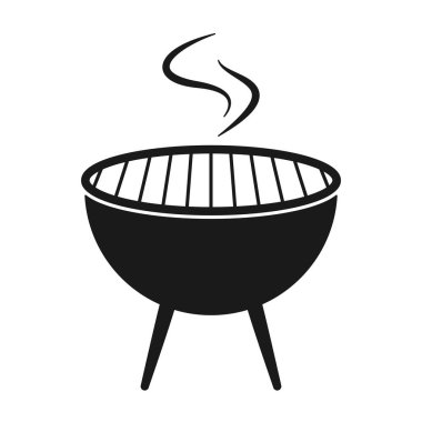Simge vektöründe barbekü veya barbekü ızgarası