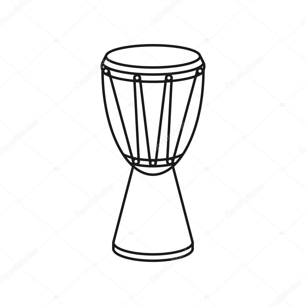 African hand drum or djembe drum in vector icon