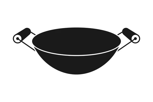 Wok Bak Pan Chinese Kookpot Vector Pictogram — Stockvector