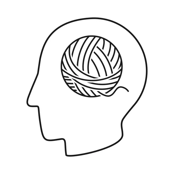 Head Ball Wool String Mental Health Concept Vector — Stock Vector