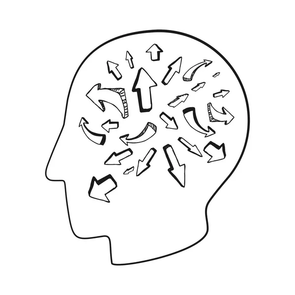 Human Head Arrows Mental Health Concept Vector — Stock Vector