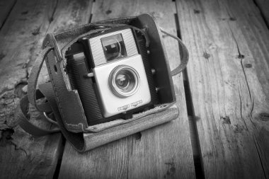 Vintage fotoğraf makinesi siyah ve beyaz