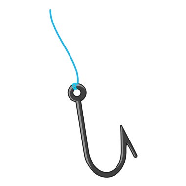 Dikenli olta ve olta ipi vektörü grafiği