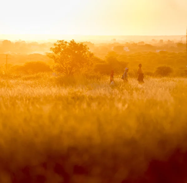 African People Walking At Sunset — Stock Photo, Image