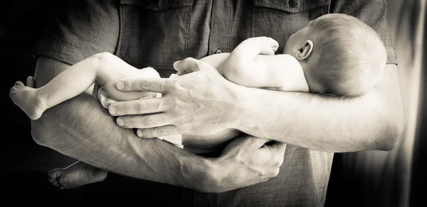 Father Holding Newborn Baby Boy — Stock Photo, Image