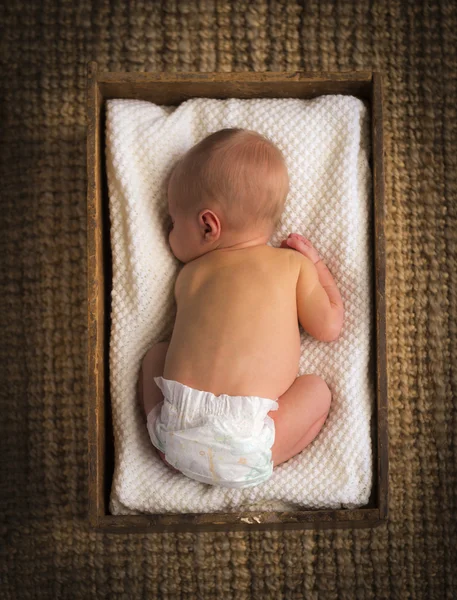 Newborn Baby In Crate — Stock Photo, Image